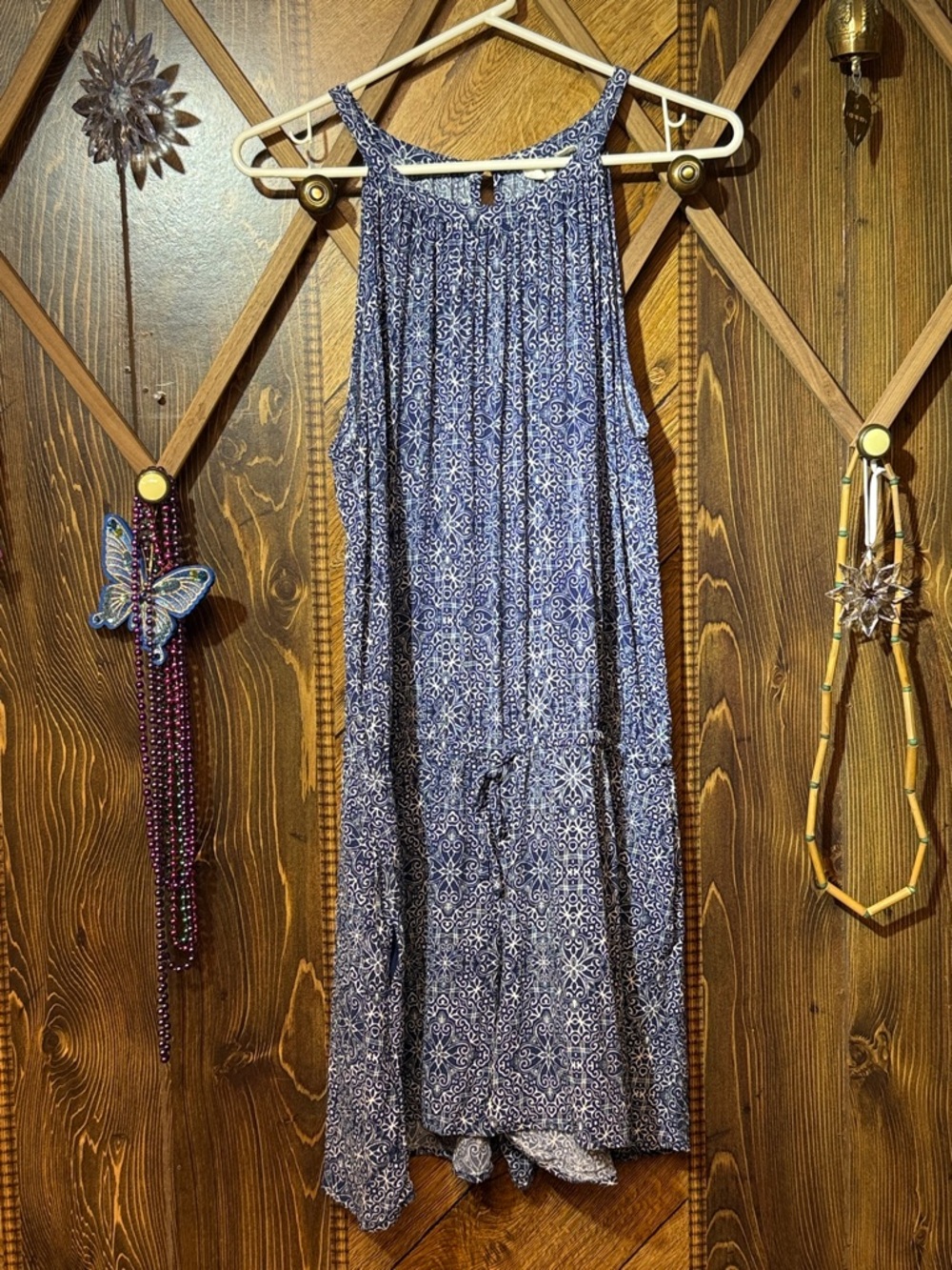 GAP Navy & White Printed Sleeveless Halter Jumpsuit